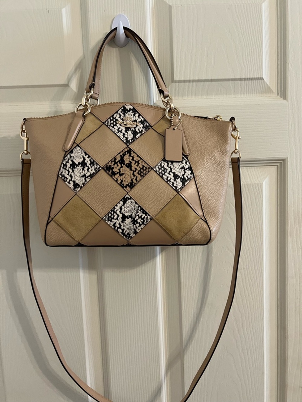 Coach Kelsey Beachwood Multi Exotic Snake Patchwork Satchel Bag